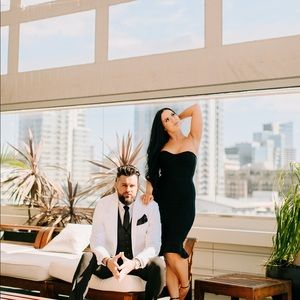 Black bandage body con dress